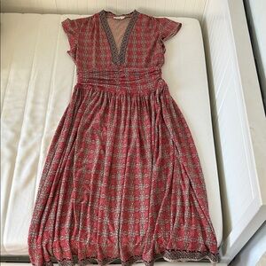 London Times Red and Black Patterned Midi Dress